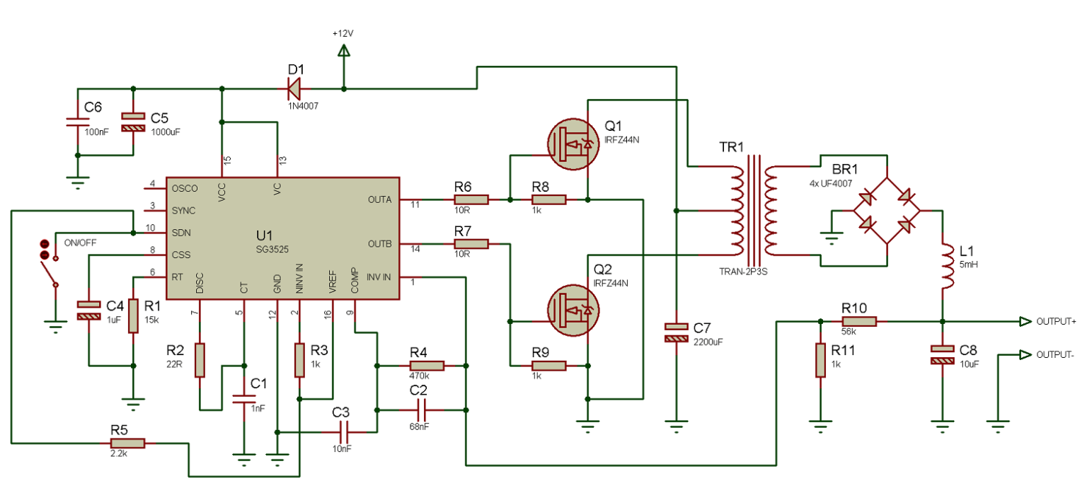 Импульсный блок питания на sg3525 схема