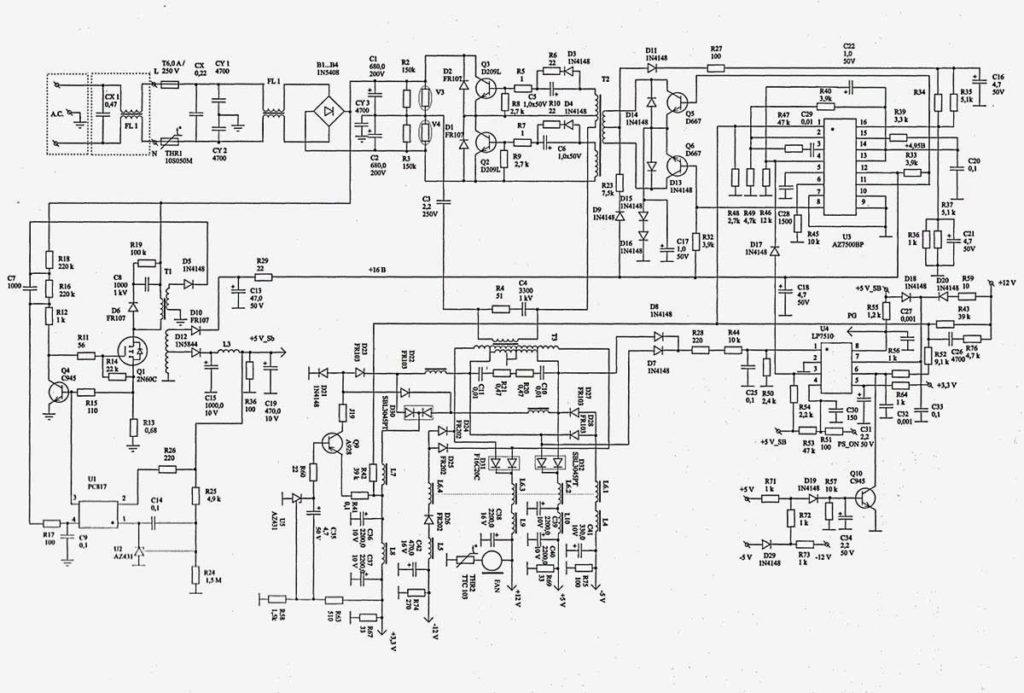 Схема и ремонт блока питания компьютера