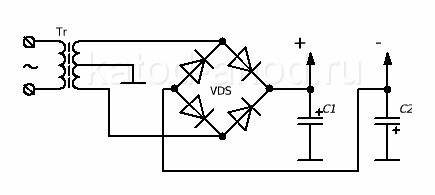 Схема двухполярного блока питания
