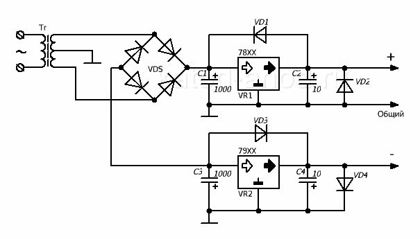 Двухполярное питание схема