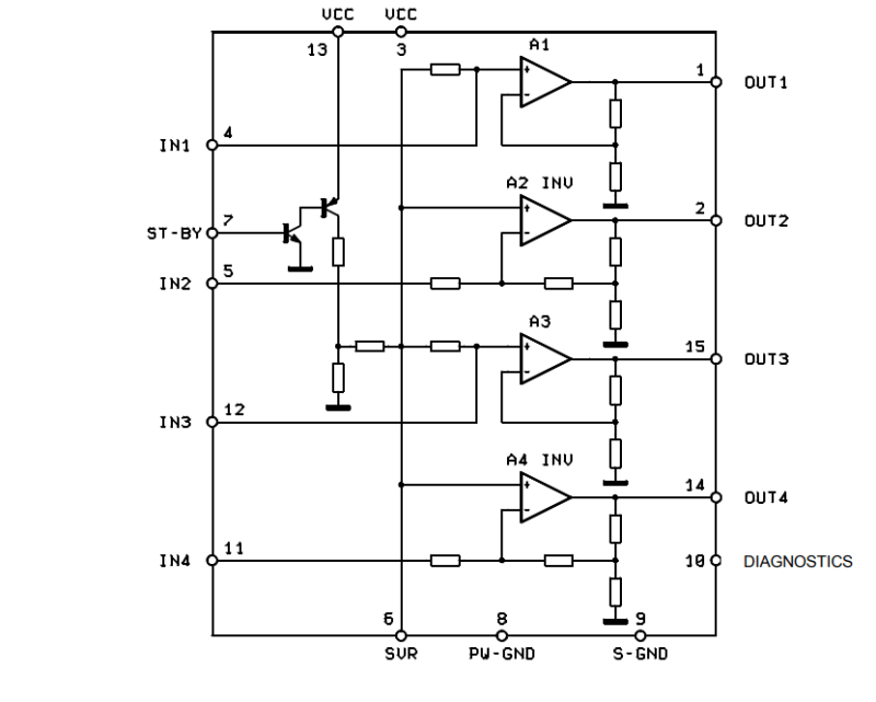 Схема включения усилителя TDA7377